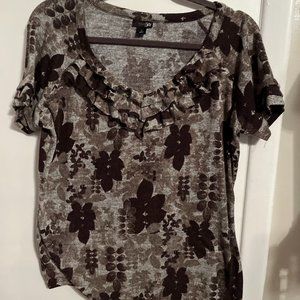 East 5th Floral short sleeve sweater fall colors TOP SZ L